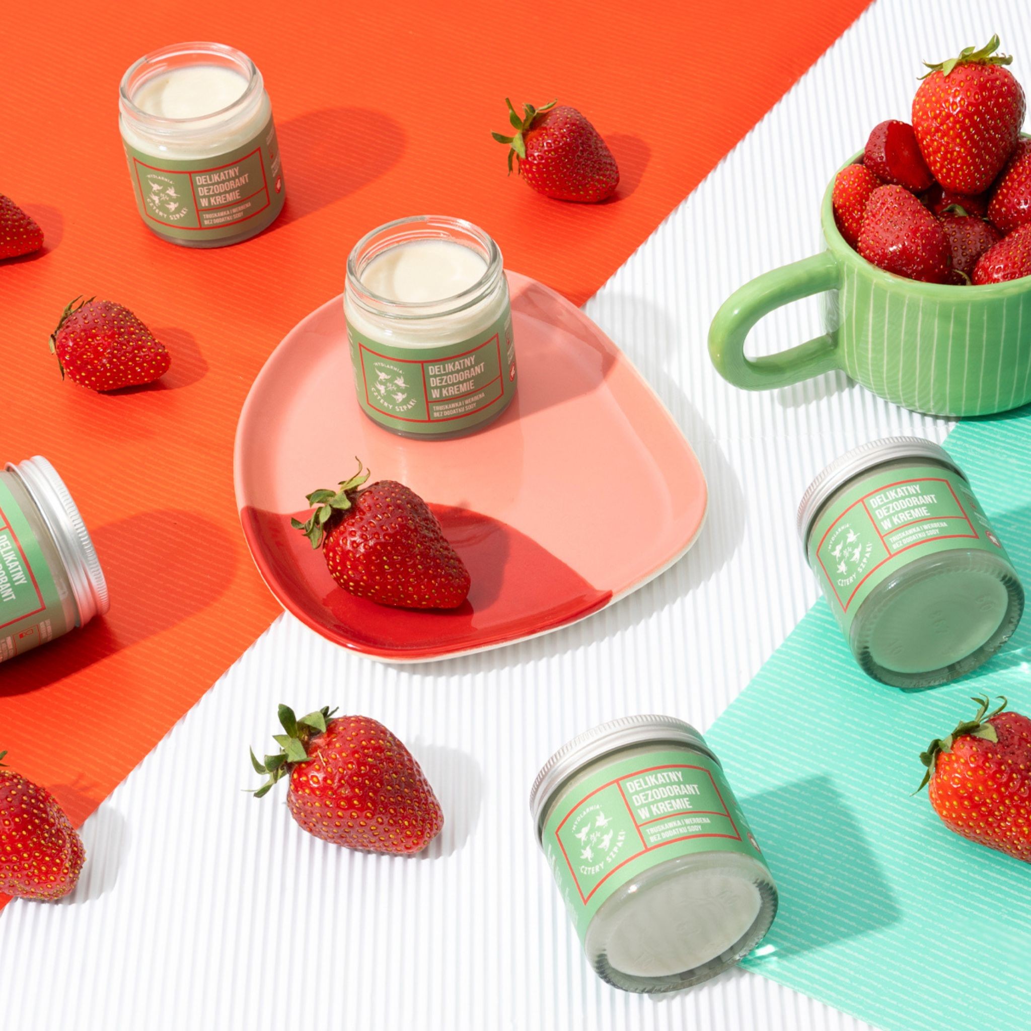 Dezodorant naturalny Truskawka i Werbena bez sody 60ml | 4 Szpaki