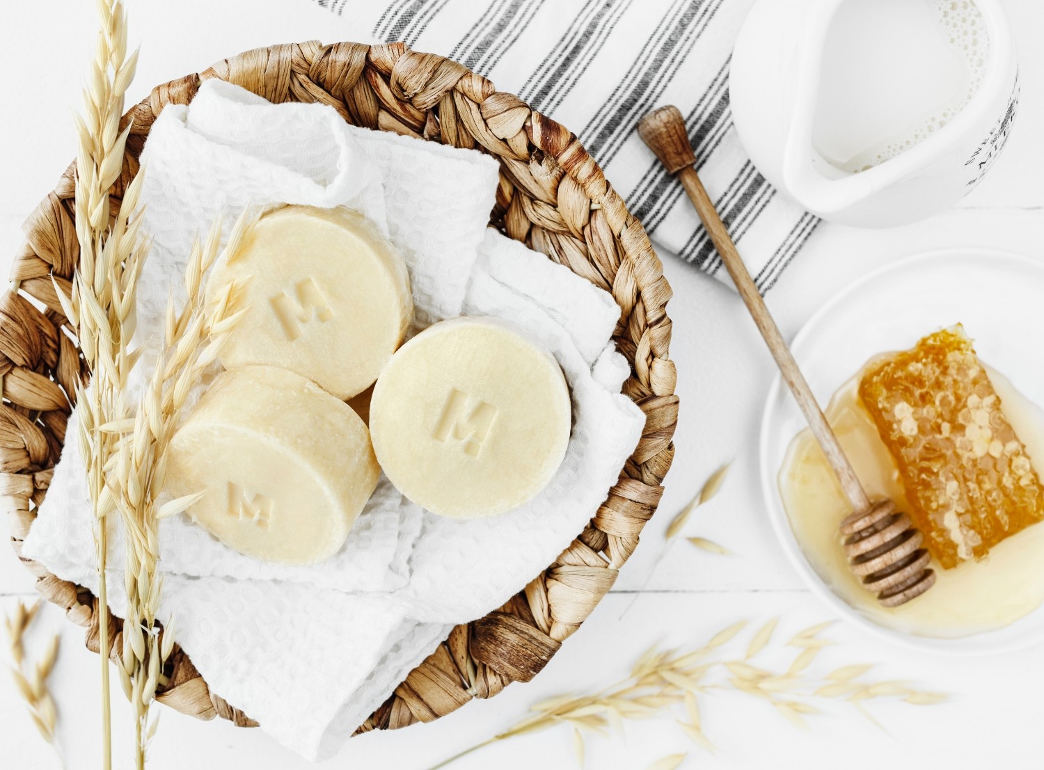 Szampon w kostce mleko, owies, miód | 85 g | nawilżający i regenerujący