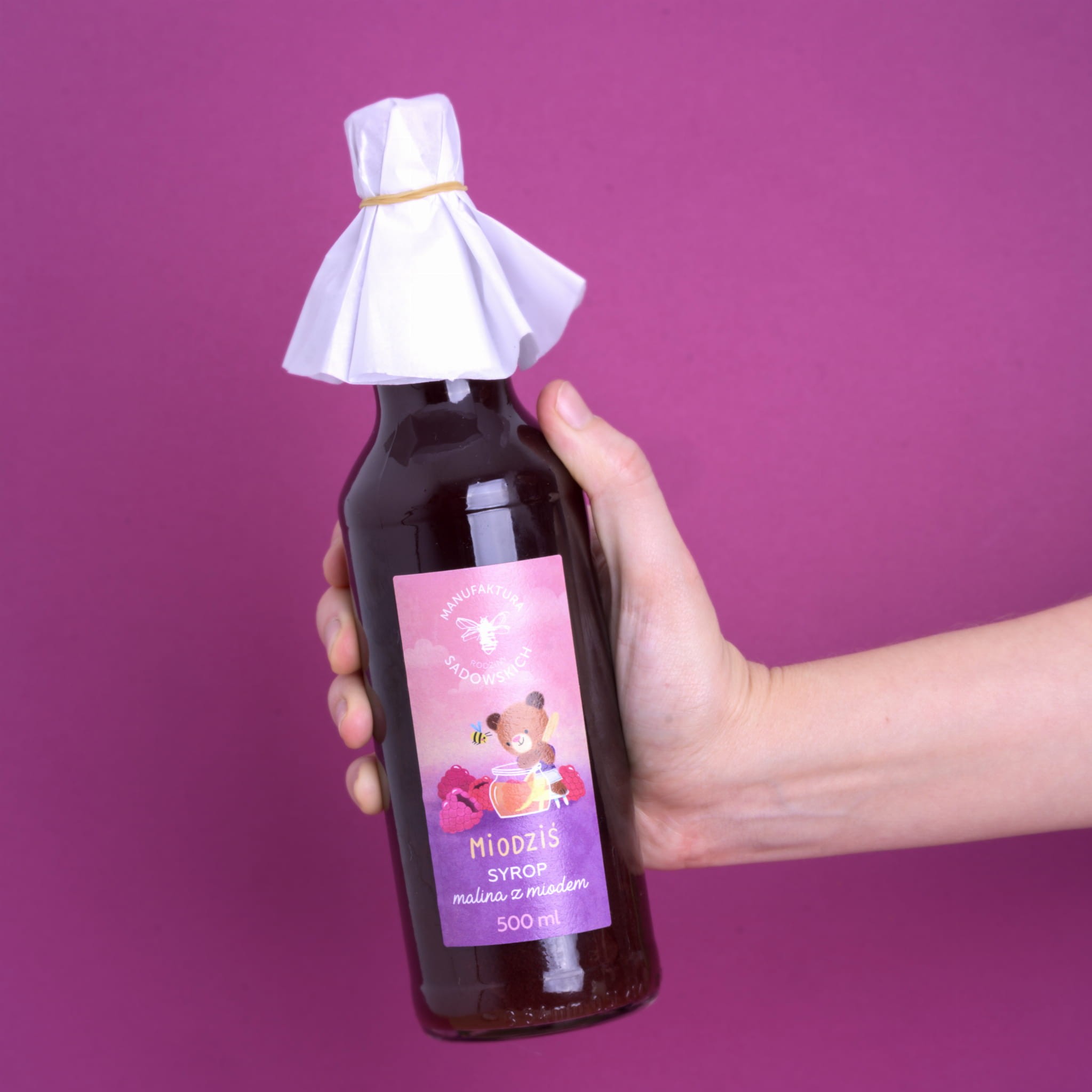 Miodziś – syrop malinowy z miodem 500 ml | Naturalny syrop z polskich malin | Pasieki Sadowskich