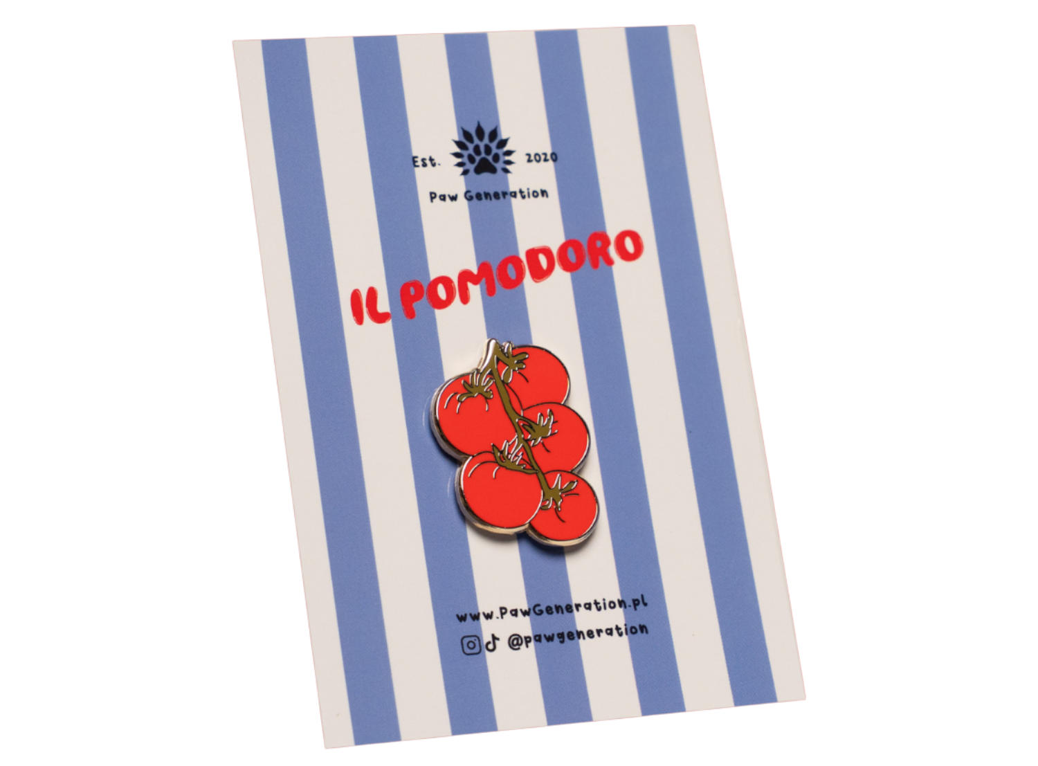 Pin Pomidory | cynkowy pin z podwójnym zapięciem | Paw Generation