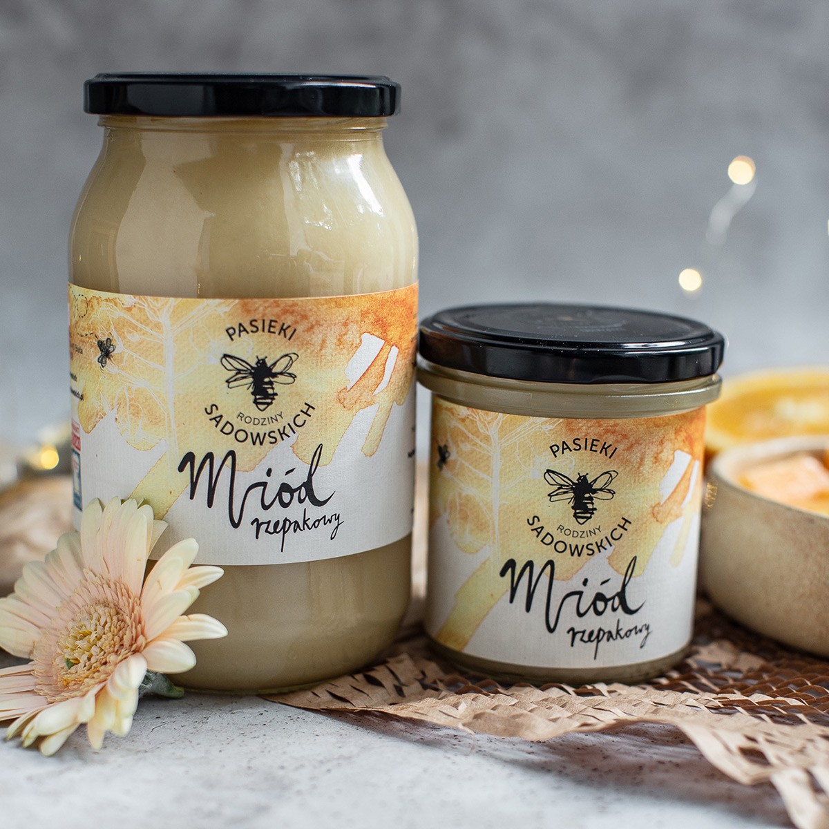 Miód rzepakowy świeży 2025 | 1200 g | naturalny, kremowy miód z Pasiek Sadowskich