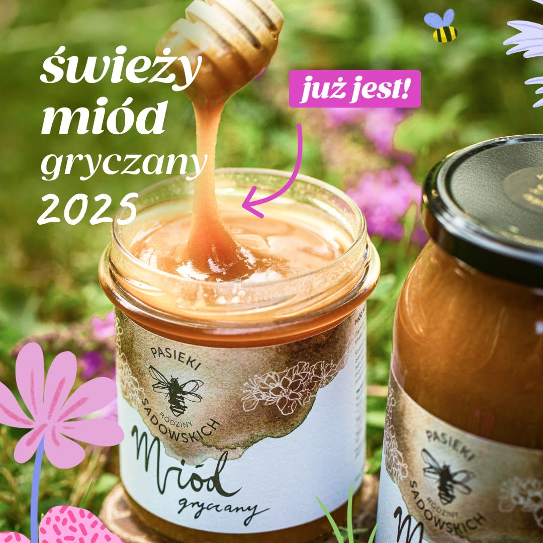 Miód gryczany świeży 2025 | 450 g | naturalny miód o intensywnym smaku