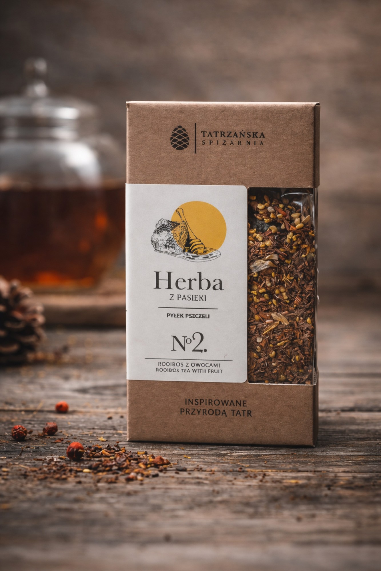 Herbata z pasieki Nº2 – rooibos z pyłkiem pszczelim i owocami | 100g | Tatrzańska Spiżarnia