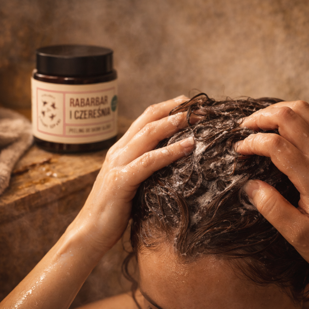 Peeling do skóry głowy rabarbar i czereśnia | 4 Szpaki