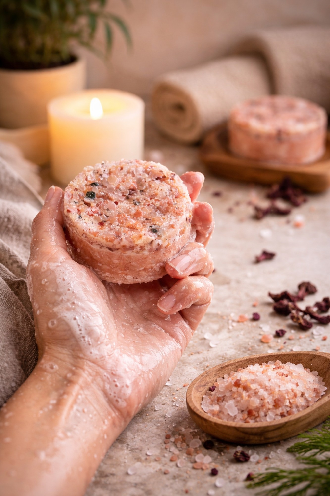 Hibiskus z solą himalajską | mydło peelingujące 160 g | Bracia Mydlarze