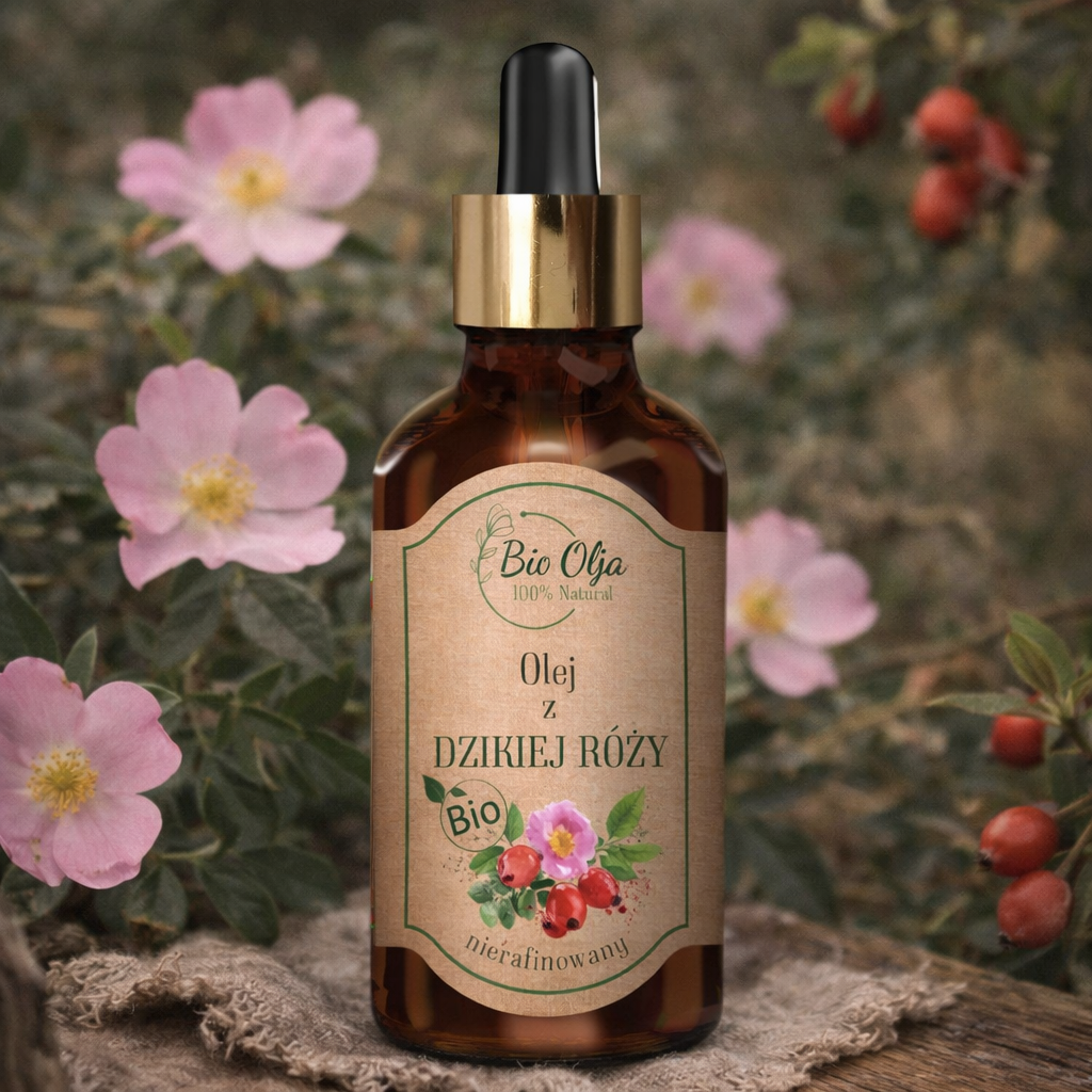 Olejek z dzikiej róży nierafinowany do twarzy, ciała i włosów | 50 ml | BioOlja
