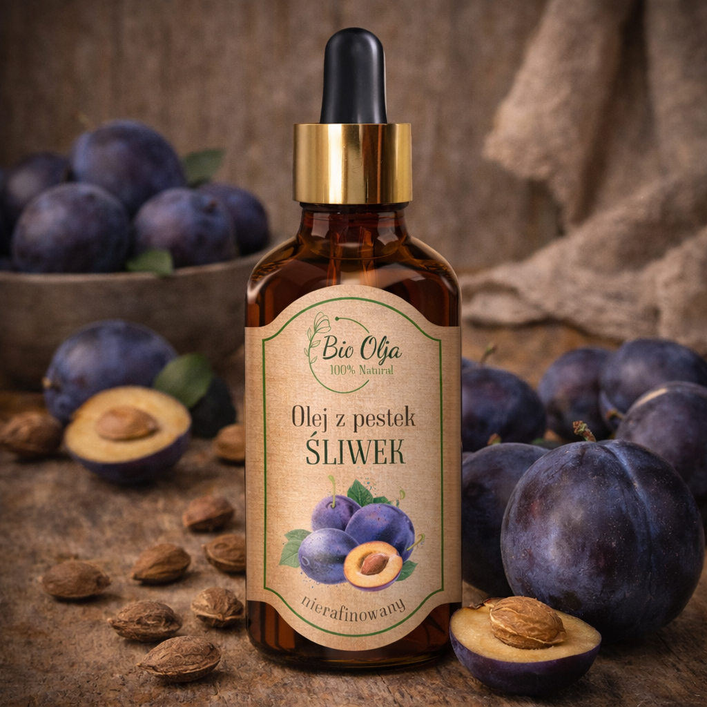Olejek z pestek śliwek nierafinowany – cera sucha i wrażliwa | BioOlja