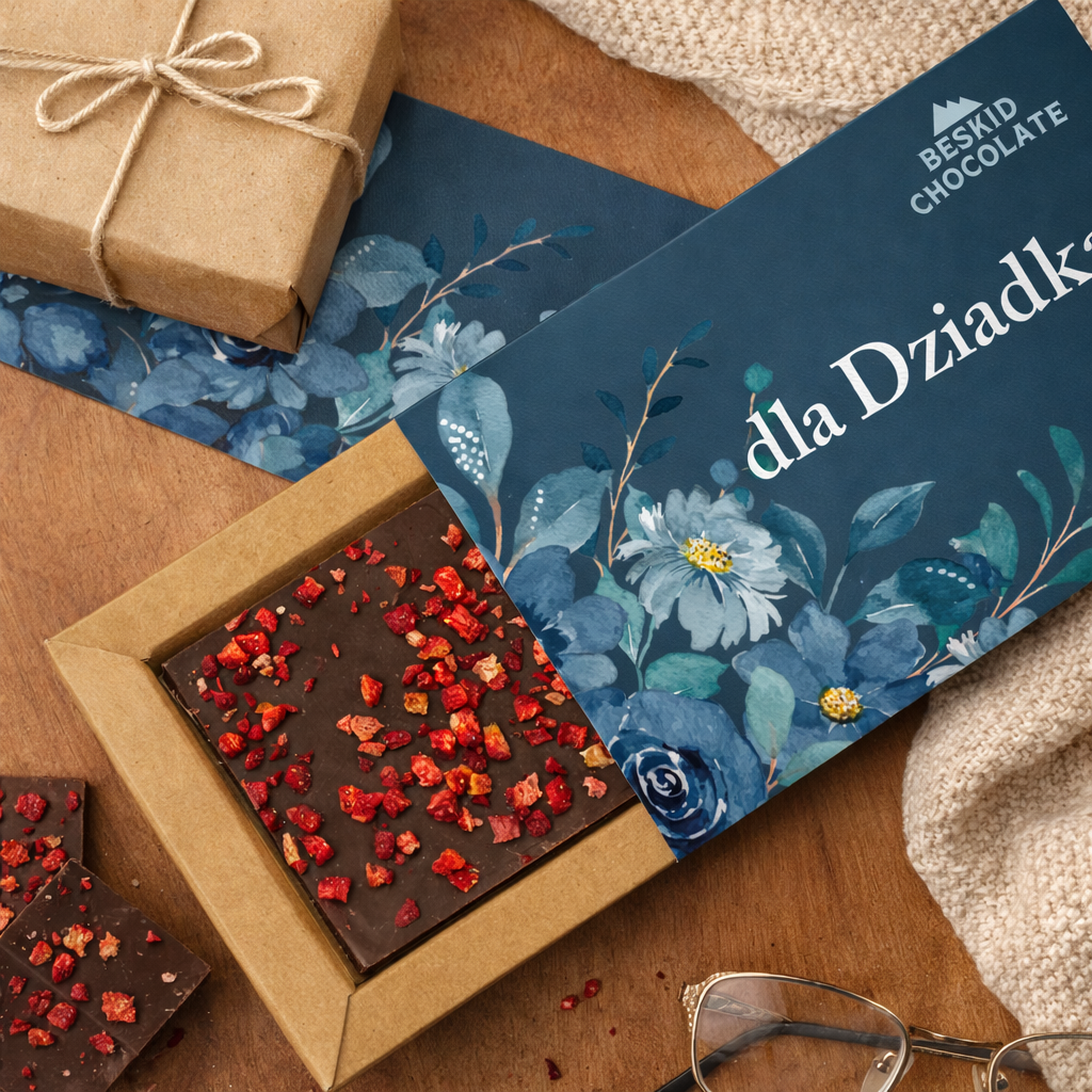 Czekolada mleczna z truskawkami dla dziadka | Beskid Chocolate