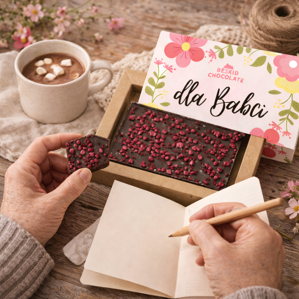 Czekolada mleczna z malinami dla babci | Beskid Chocolate