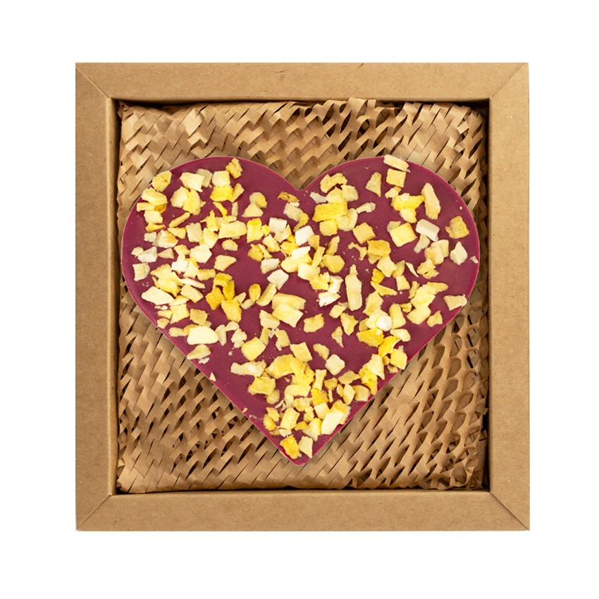 Serce malinowe z mango – biała czekolada | Beskid Chocolate