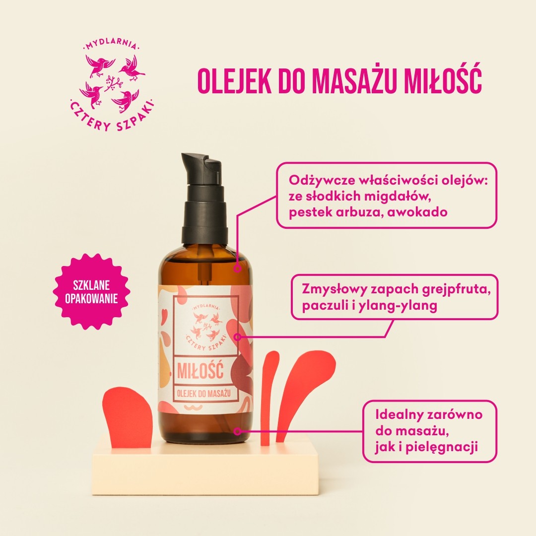 Olejek do masażu Miłość – naturalny, zmysłowy | 4 Szpaki