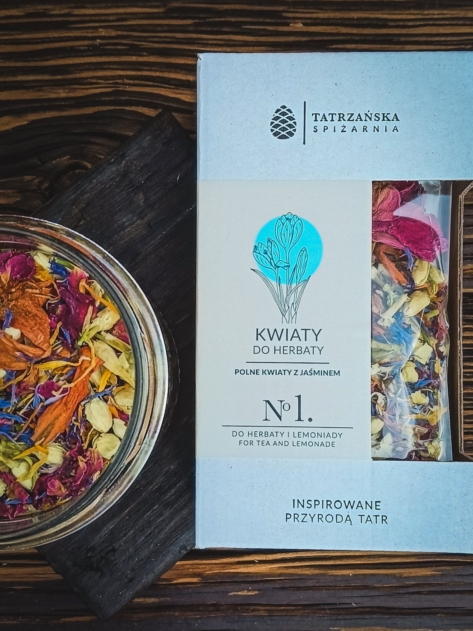 Kwiaty do herbaty – mieszanka jadalnych kwiatów | 20 g | Tatrzańska Spiżarnia