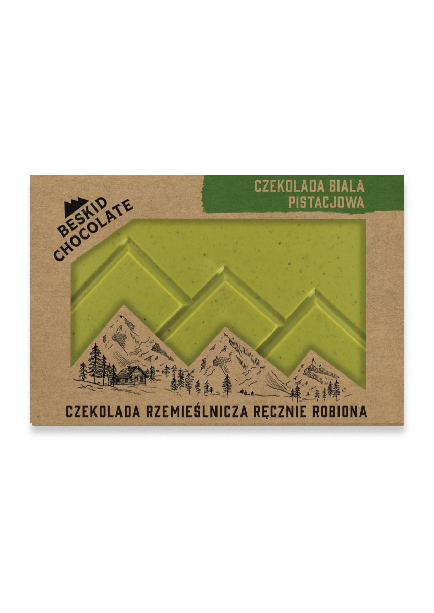 Czekolada biała pistacjowa 70 g – naturalnie zielona | Beskid Chocolate